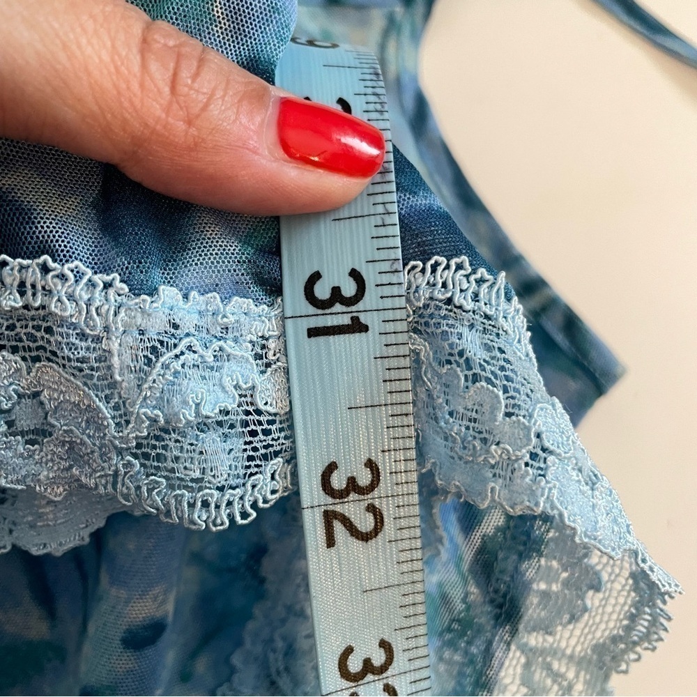 Victoria’s Secret Blue Slip Dress Nightie Y2K Animal Print Sheer Mini Size Large - Picture 10 of 10